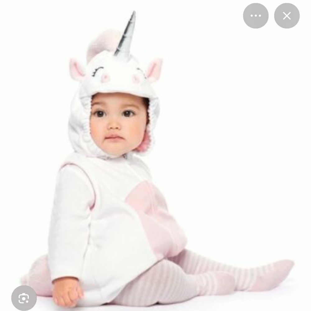 Carter's White and Pink Hooded Baby unicorn costume